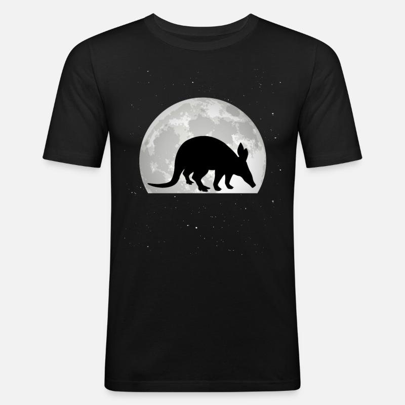 Erdferkel Mond - Männer Slim Fit T-Shirt - Schwarz