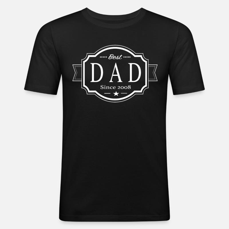 Bester Papa Seit 2008 - Männer Slim Fit T-Shirt - Schwarz