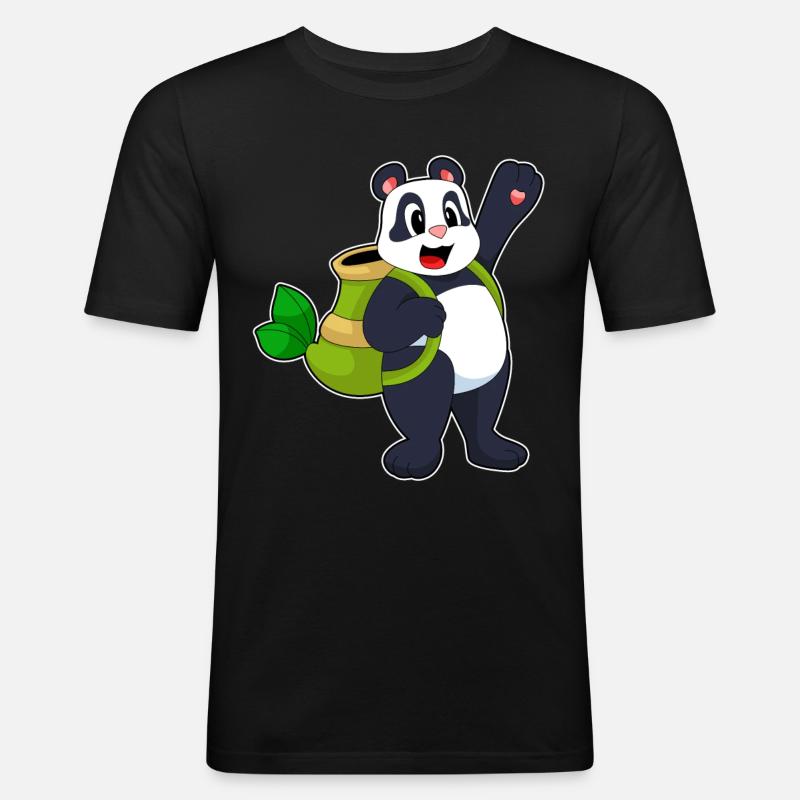 Panda Bamboo Backpack - Men's Slim Fit T-Shirt - black