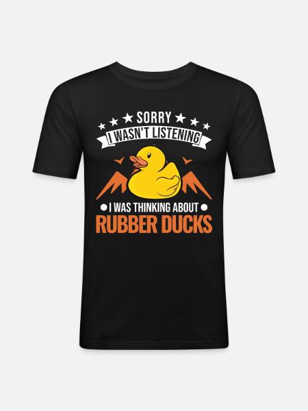 Gummi And Gave Knirkende Duck Badeand - Herre Slim Fit T-Shirt - sort