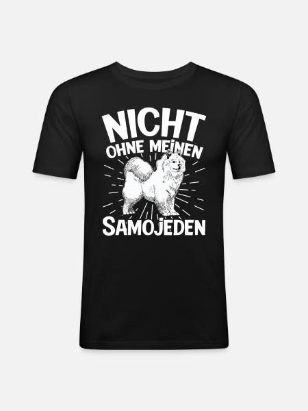 Nicht ohne meinen Samojede Samojedenspitz - Männer Slim Fit T-Shirt - Schwarz