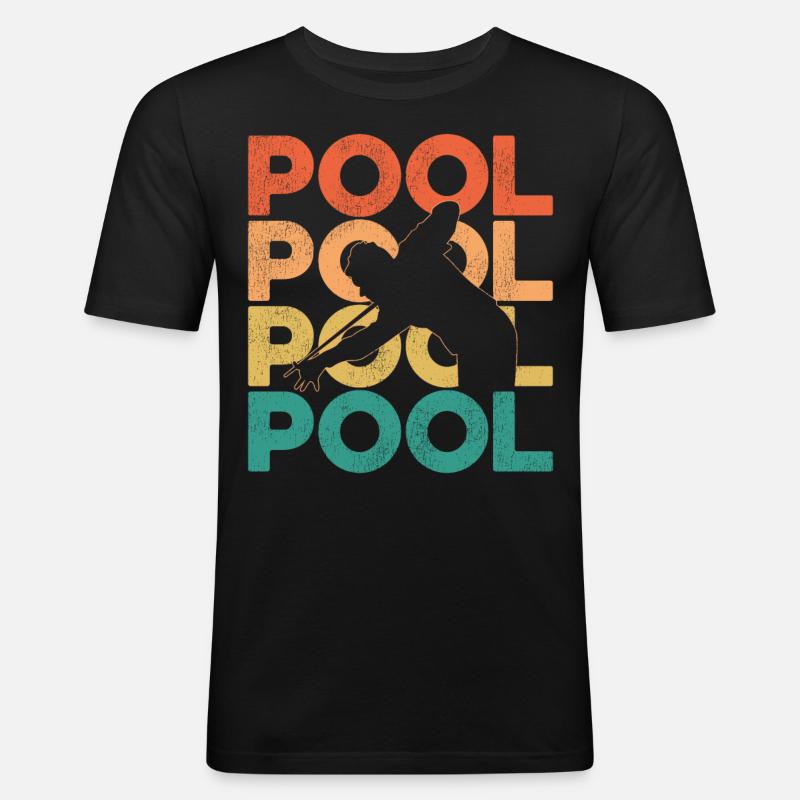 Billiards Pool Player Ball Retro - Männer Slim Fit T-Shirt - Schwarz