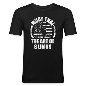 Muay Thai Die Kunst Der 8 Glieder Kampfkünstler - Männer Slim Fit T-Shirt - Schwarz - Vorne - Nik (191cm)