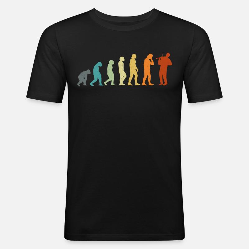 Violin Violinist Evolution Retro - Männer Slim Fit T-Shirt - Schwarz