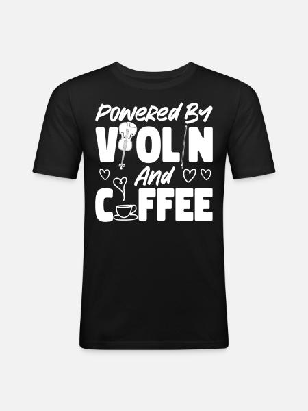Violin Violinist Coffee Powered By - Men's Slim Fit T-Shirt - black