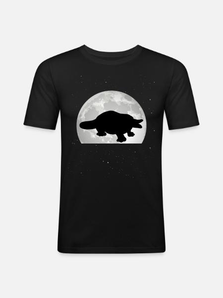 Schnabeltier Mond - Männer Slim Fit T-Shirt - Schwarz