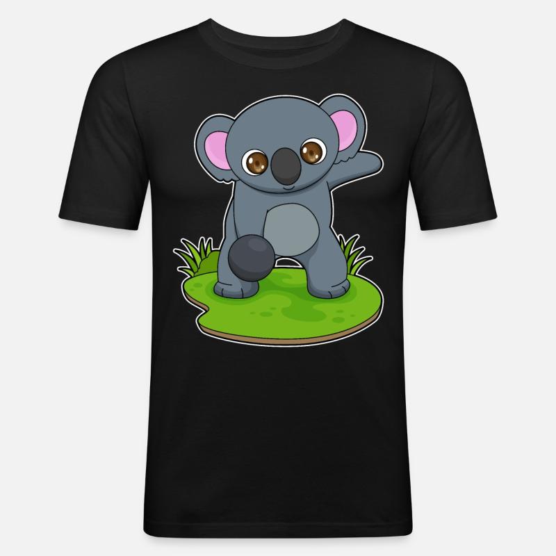 Koala Bowling Bowlingkugel - Männer Slim Fit T-Shirt - Schwarz