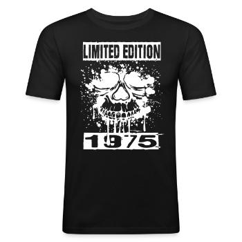 Limited Edition 1975 - Männer Slim Fit T-Shirt - Schwarz - Vorne - Nik (191cm)
