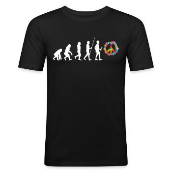Hippie - Männer Slim Fit T-Shirt - Schwarz - Vorne - Nik (191cm)
