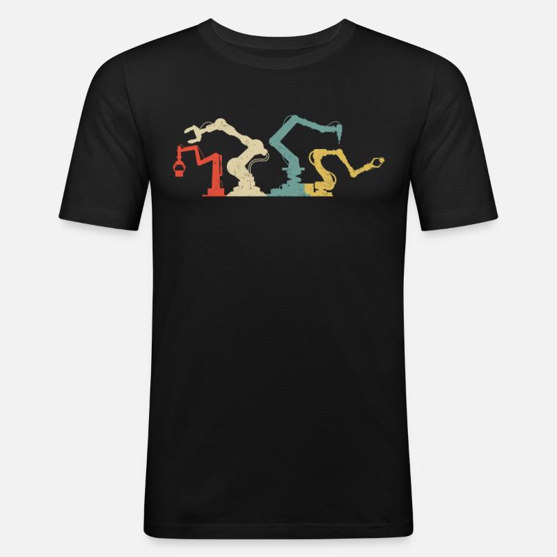 Robot Robotics Engineer Retro - Men's Slim Fit T-Shirt - black