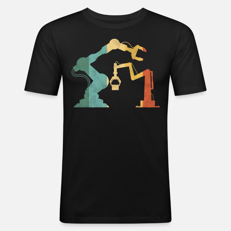 Robot Robotics Engineer Retro - Men's Slim Fit T-Shirt - black