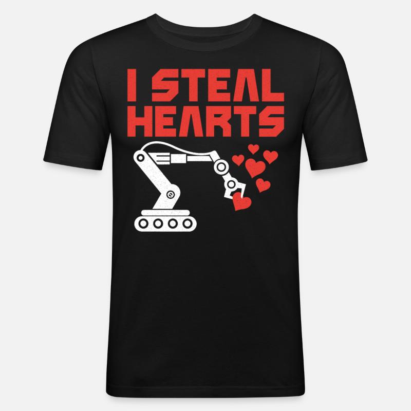 Robot Robotics Engineer Valentines - Männer Slim Fit T-Shirt - Schwarz