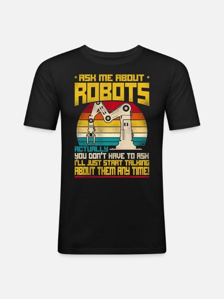 Robot Robotics Engineer Retro - Männer Slim Fit T-Shirt - Schwarz