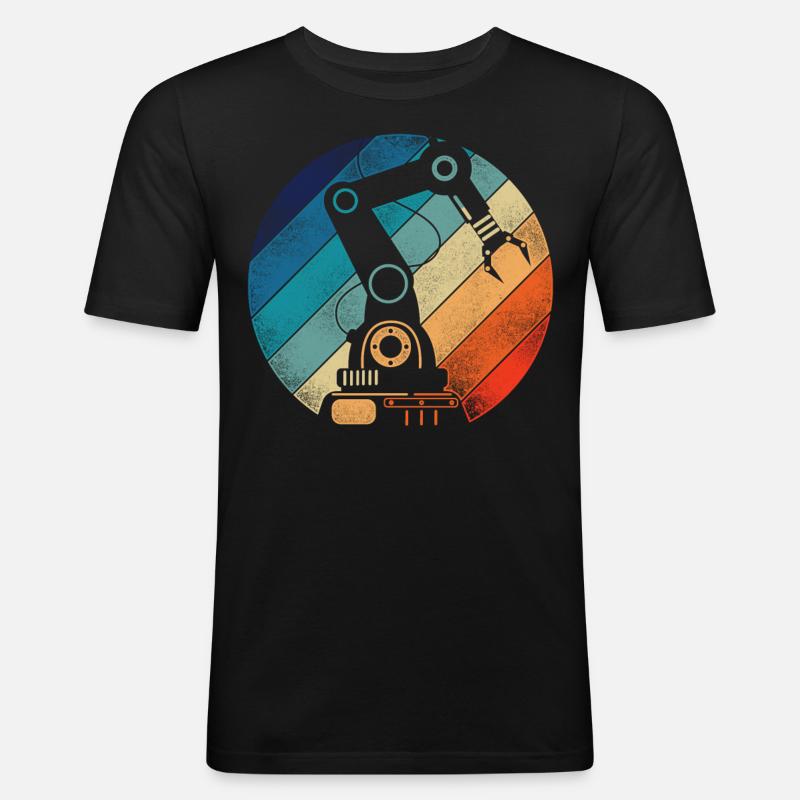Robot Robotics Engineer Retro - Männer Slim Fit T-Shirt - Schwarz