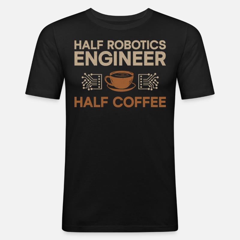 Robot Robotics Engineer Coffee - Männer Slim Fit T-Shirt - Schwarz