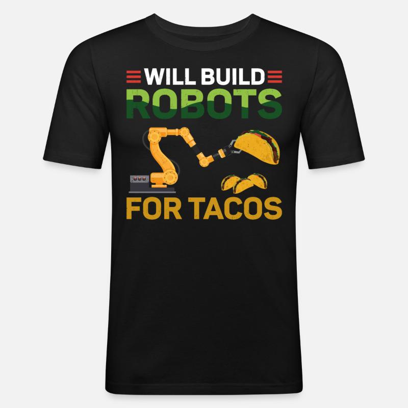 Robot Robotics Engineer Taco Will - Männer Slim Fit T-Shirt - Schwarz