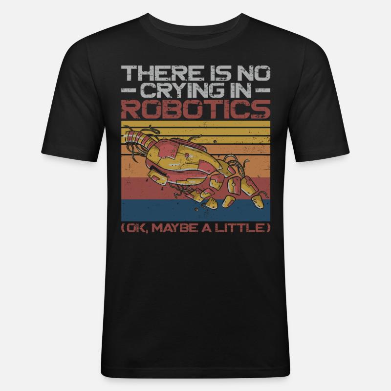 Robot Robotics Engineer Retro - Männer Slim Fit T-Shirt - Schwarz