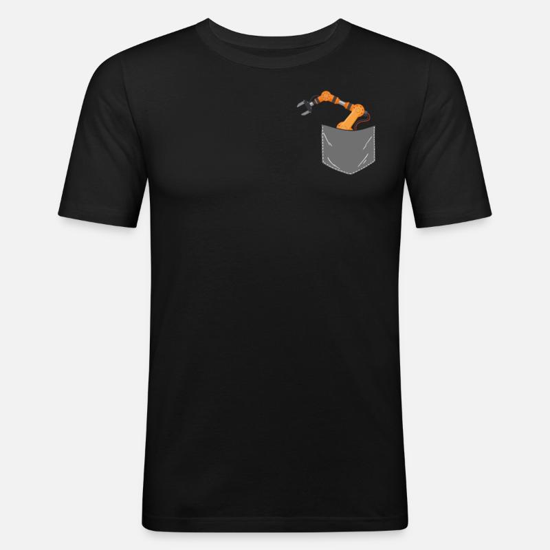 Robot Robotics Engineer Pocket - Männer Slim Fit T-Shirt - Schwarz
