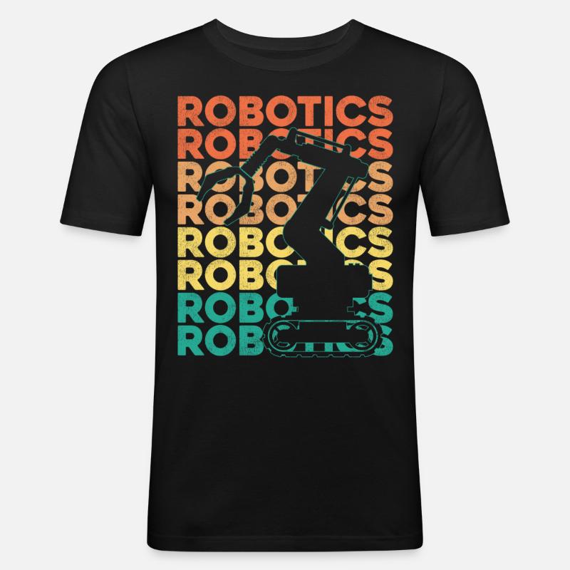 Robot Robotics Engineer Retro - Männer Slim Fit T-Shirt - Schwarz