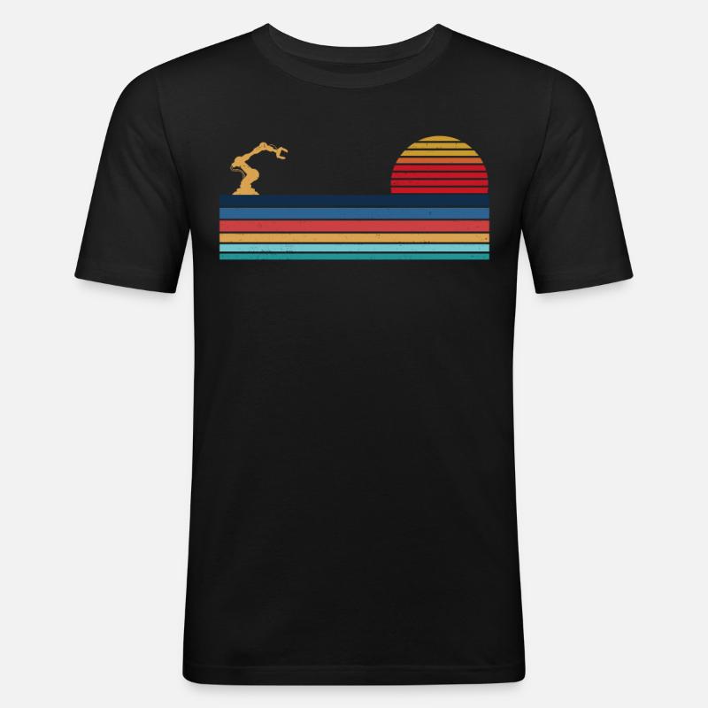 Robot Robotics Engineer Retro - Männer Slim Fit T-Shirt - Schwarz