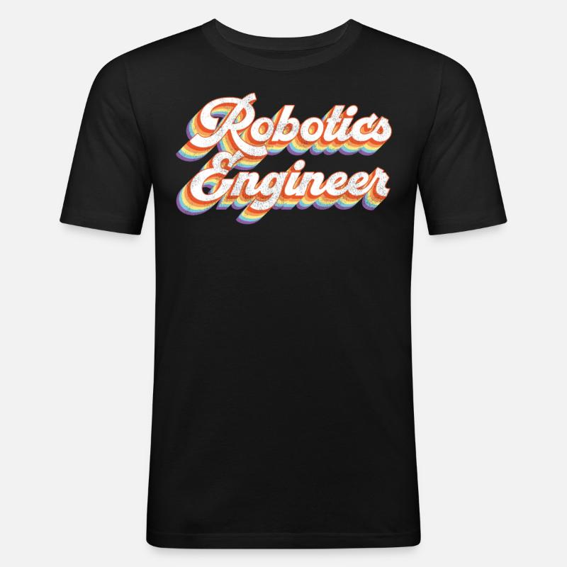 Robot Robotics Engineer Retro - Männer Slim Fit T-Shirt - Schwarz