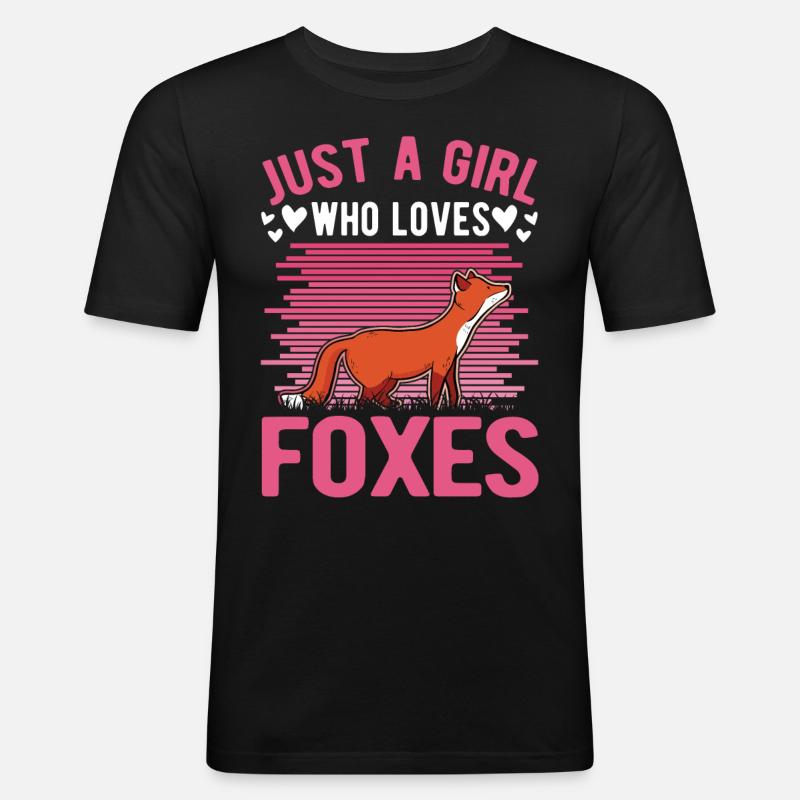 Fuchs Mädchen Geschenk - Männer Slim Fit T-Shirt - Schwarz