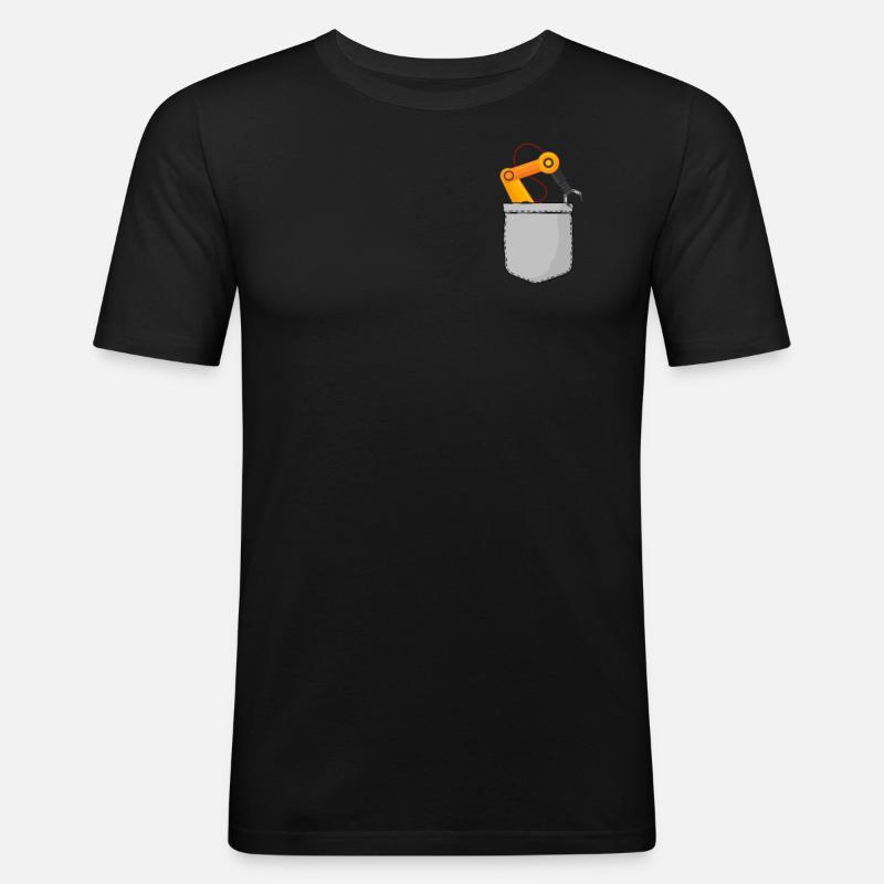 Robot Robotics Engineer Pocket - Männer Slim Fit T-Shirt - Schwarz