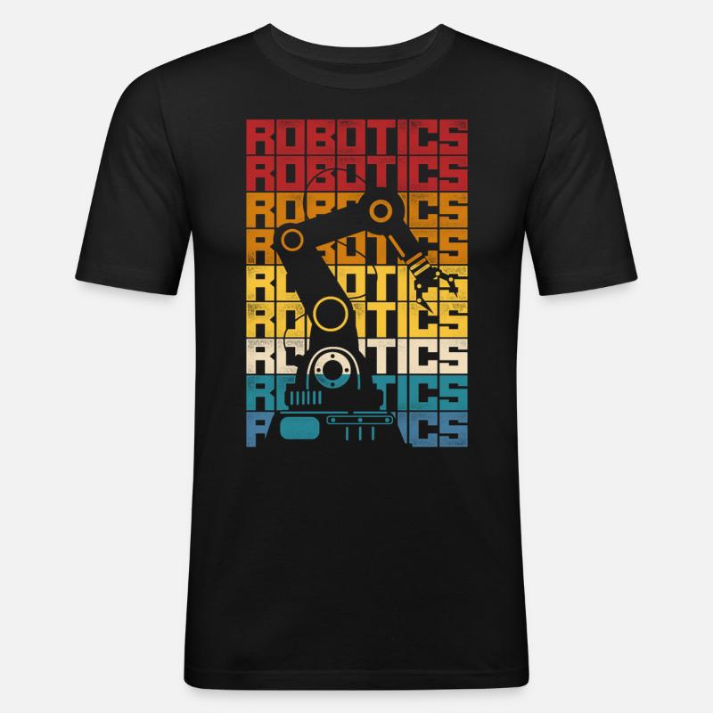 Robot Robotics Engineer Retro - Männer Slim Fit T-Shirt - Schwarz