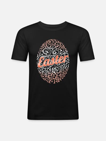 Ornaments Egg On Easter - Männer Slim Fit T-Shirt - Schwarz