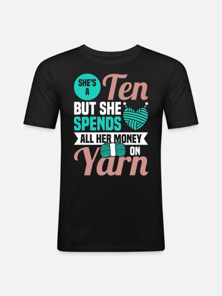 Handmade knitting funny knitting saying - Men's Slim Fit T-Shirt - black