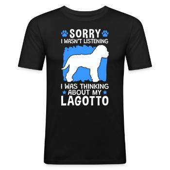 Pensée de Lagotto Romagnolo Truffe chien - T-shirt près du corps Homme - noir - Devant - Nik (191cm)