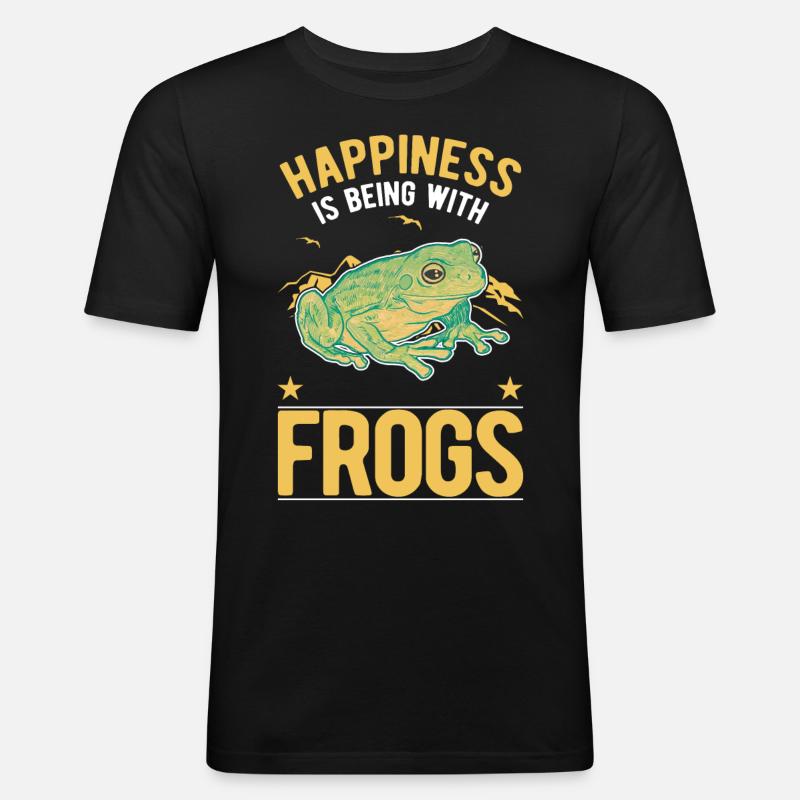 Frosch Glück Laubfrosch - Männer Slim Fit T-Shirt - Schwarz