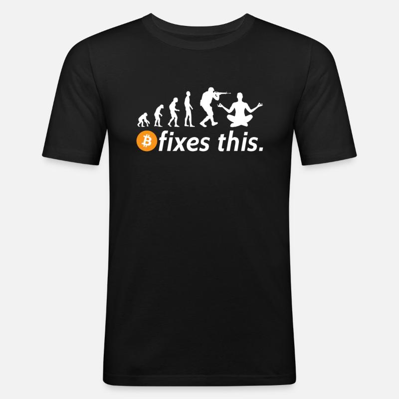 Bitcoin fixes this - Männer Slim Fit T-Shirt - Schwarz