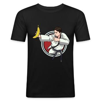 Fruits Fruits Banane Karaté Fighter Judo Enfant - T-shirt près du corps Homme - noir - Devant - Nik (191cm)