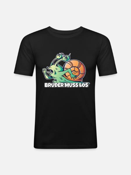 Bruder muss los - Männer Slim Fit T-Shirt - Schwarz