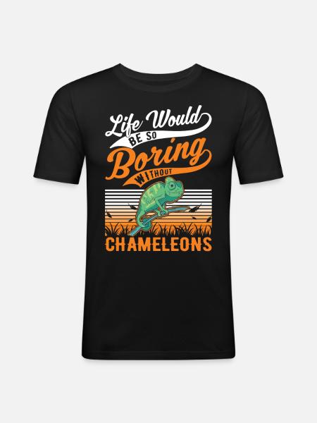 Caméléon Cadeau Caméléon - T-shirt près du corps Homme - noir