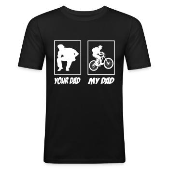 Your Dad My Dad Mountainbike Papa - Männer Slim Fit T-Shirt - Schwarz - Vorne - Nik (191cm)