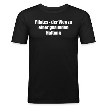 Pilates - Pilates - der Weg zu einer gesunden - Männer Slim Fit T-Shirt - Schwarz - Vorne - Nik (191cm)