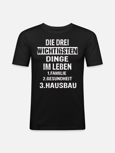 Hausbau - Männer Slim Fit T-Shirt - Schwarz