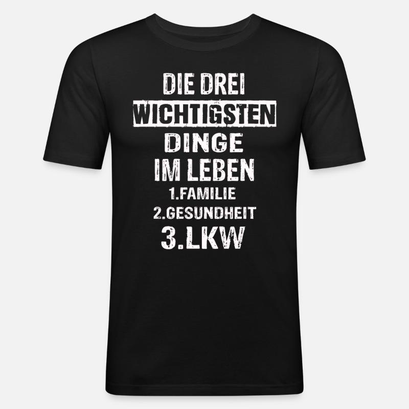Lkw - Männer Slim Fit T-Shirt - Schwarz