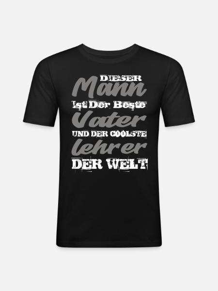 Vater Und Lehrer - Männer Slim Fit T-Shirt - Schwarz