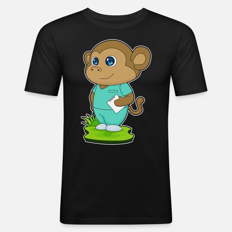 Monkey Nurse Sticky Notes - Men's Slim Fit T-Shirt - black