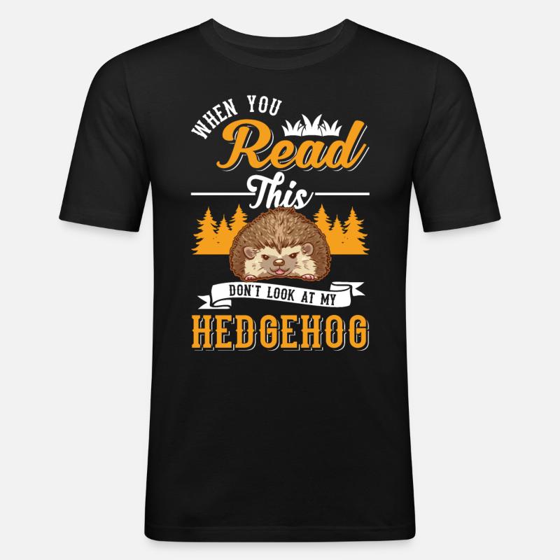 Igel Geschenk Stacheligel - Männer Slim Fit T-Shirt - Schwarz