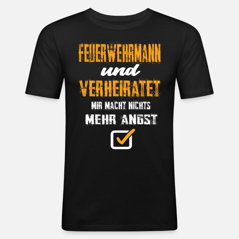 Feuerwehrmann - Männer Slim Fit T-Shirt - Schwarz