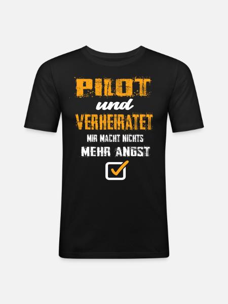 Pilot - Männer Slim Fit T-Shirt - Schwarz