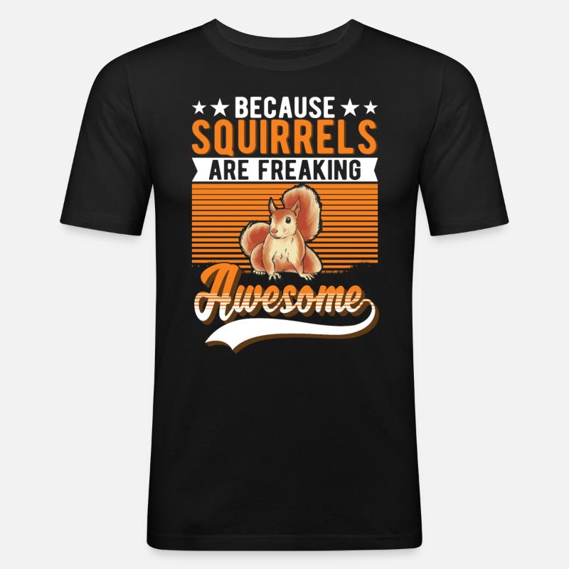 Eichhörnchen Geschenk Squirrel Grauhörnchen - Männer Slim Fit T-Shirt - Schwarz