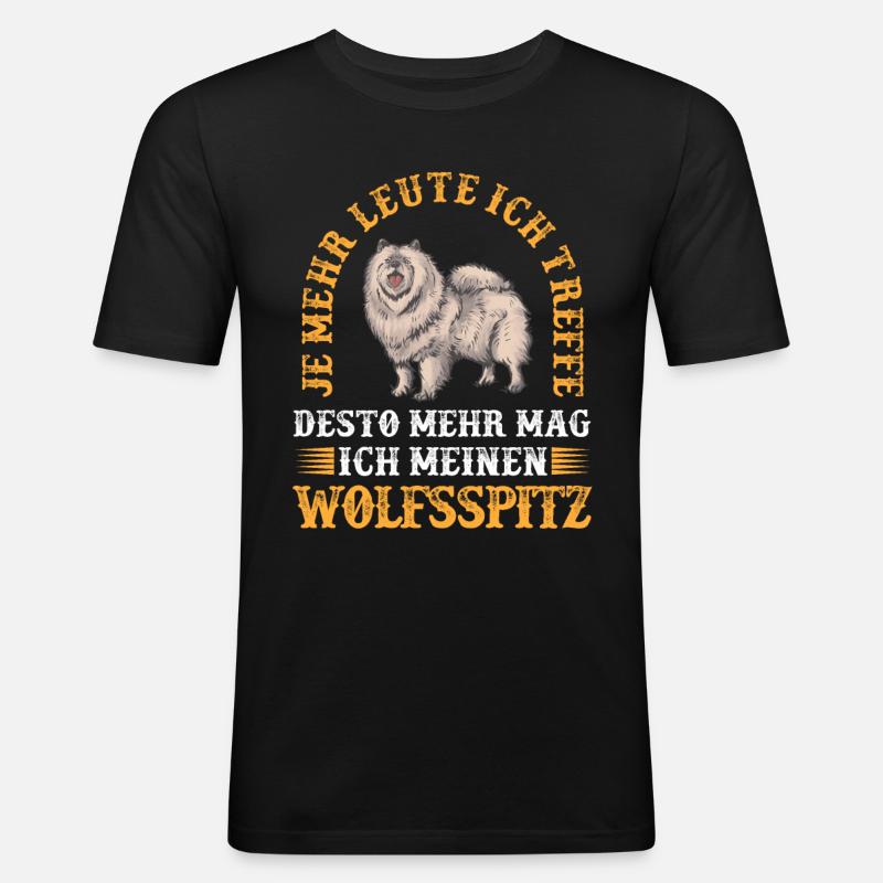 Wolfsspitz mehr mögen Deutscher Keeshond - Männer Slim Fit T-Shirt - Schwarz