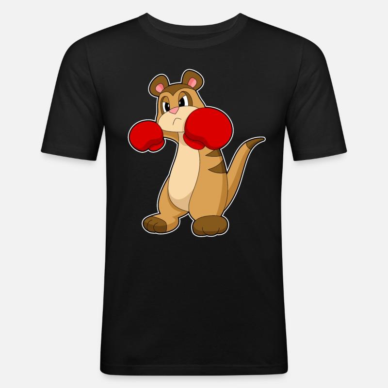 Gants de boxe suricate boxer - T-shirt près du corps Homme - noir