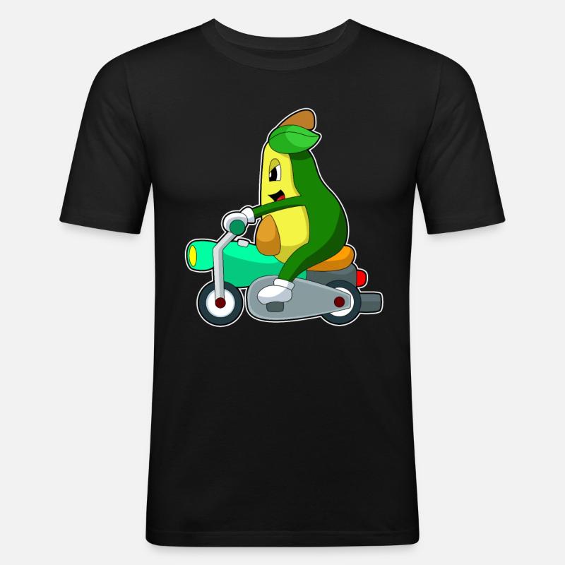 Avocado Motorrad - Männer Slim Fit T-Shirt - Schwarz