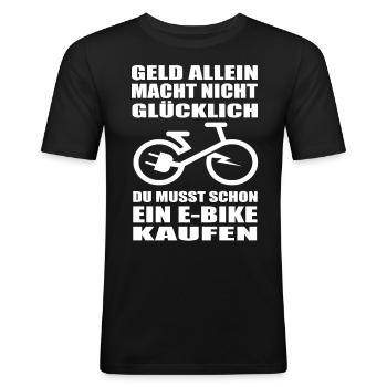 EBike - Männer Slim Fit T-Shirt - Schwarz - Vorne - Nik (191cm)